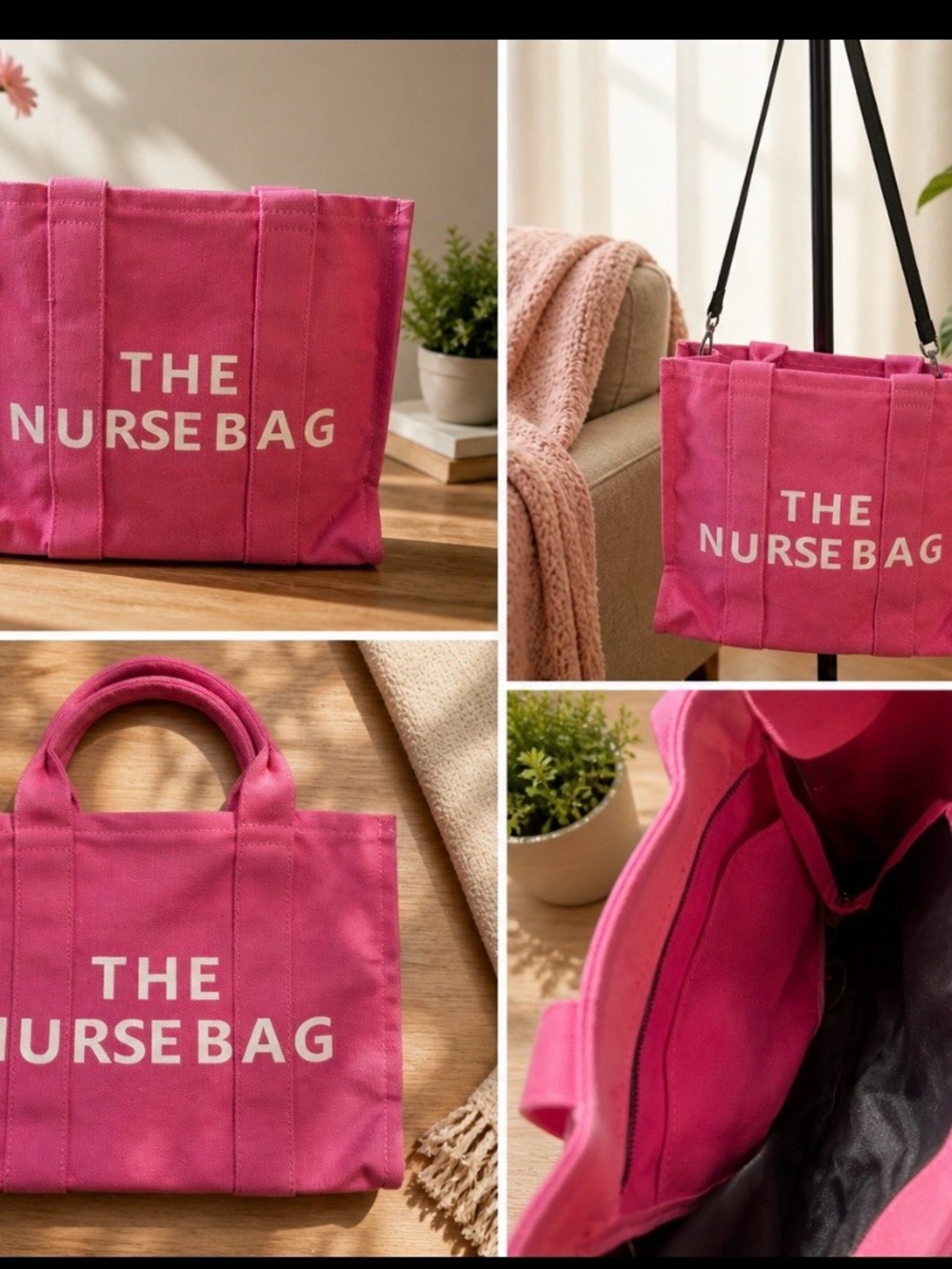 Bright Pink Canvas Tote – THE NURSE BAG